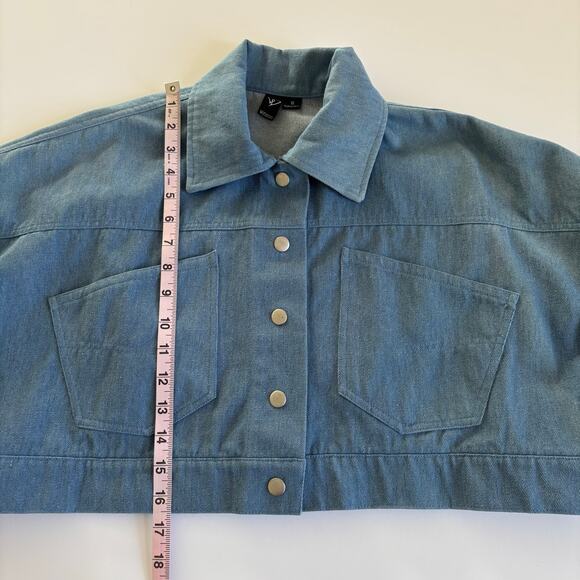 Windsor Cropped Jean Jacket Light Blue Wash Denim Women’s Small Cotton-blend - Picture 2 of 7